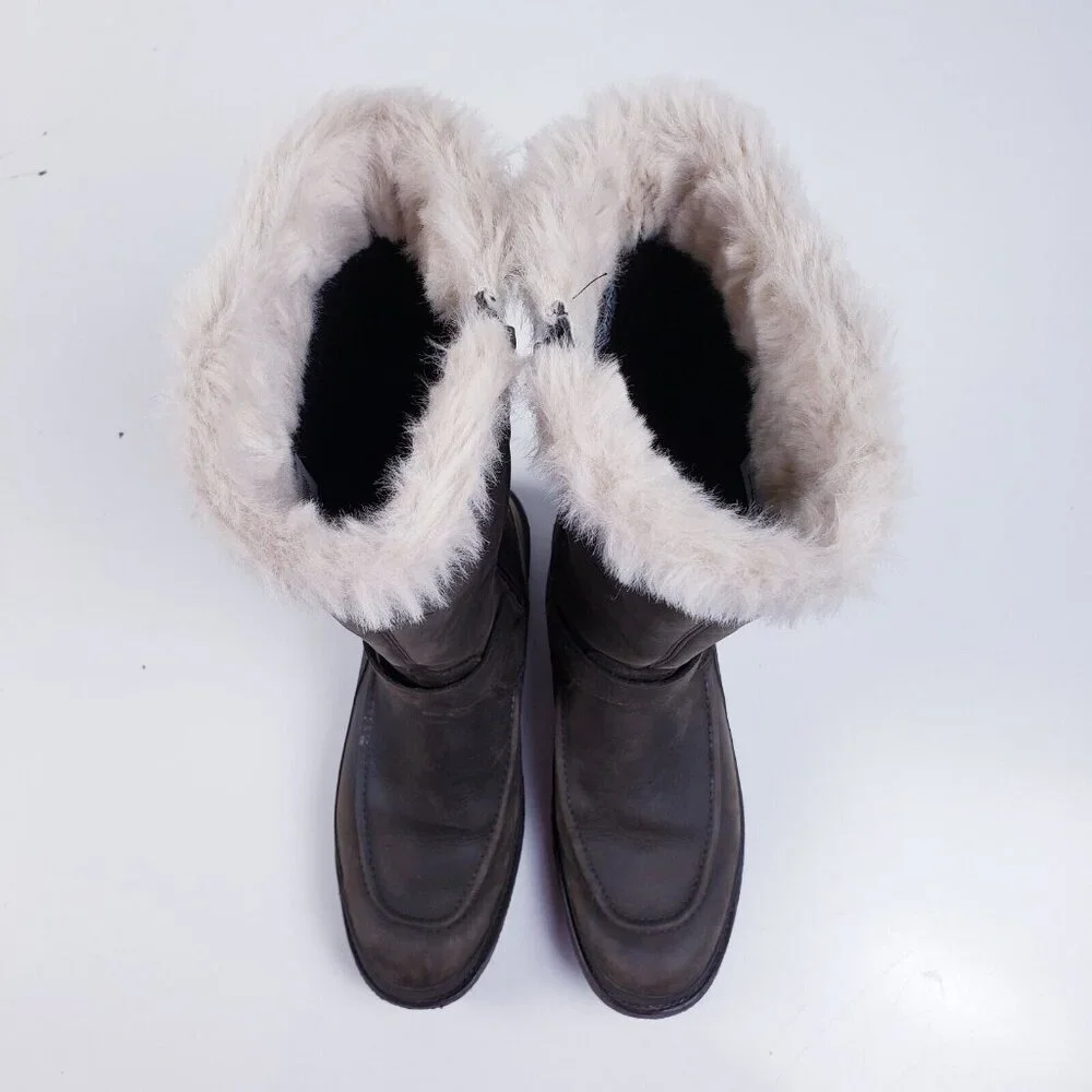Merrell Brown Leather Faux Fur‎ Tremblant Ezra Tall Waterproof Boot Women Size 7